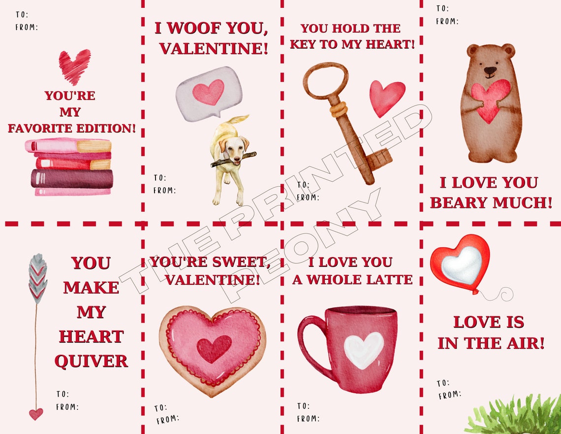 Kids Valentines Printable Valentine Watercolor Printable - Etsy