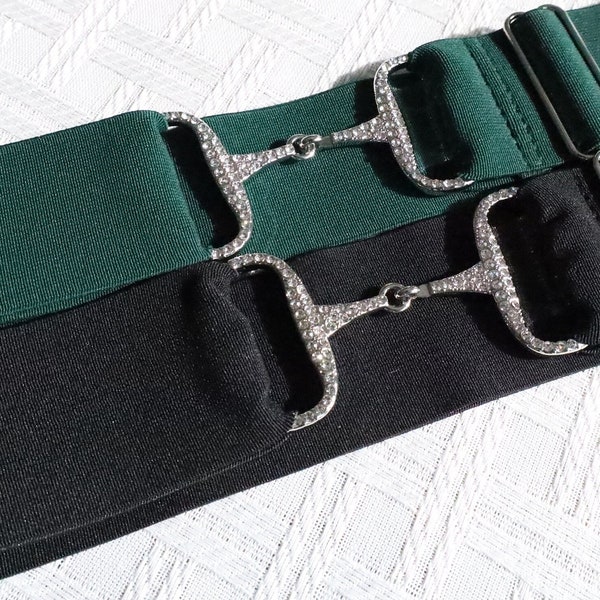 Elastic Snaffle Bit Belt (2” Elastic/2” Buckle - Black or Green)