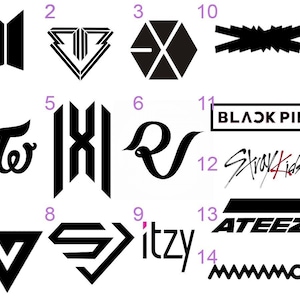 Décalcomanies Lightstick, BTS, Big Bang, EXO, Twice, Monsta X, Red Velvet, Black Pink, Stray Kids, Itzy Small (1.5x1.5) (3X1)in