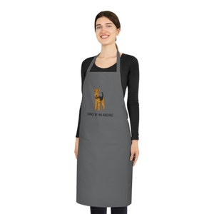 Owned by an Airedale Cotton Apron // airedale apron / dog gifts / dog cooking / dog kitchen / grey airedale apron