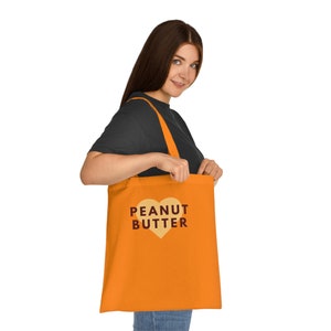 Peanut Butter Cotton Tote Bag // pb shopping bag / foodie bag / regalos veganos / blanco gris naranja lima purple red peanut butter bag