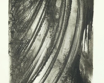 Modern organic abstract charcoal drawing on paper original (not a print)