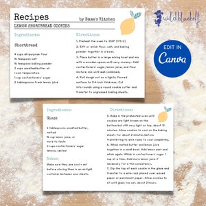 Recipe Card Template / Printable Recipe Cards / Editable Recipe Card Template / Recipe Binder Cards / Minimalist Editable Recipe Cards