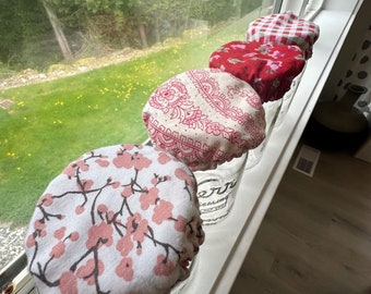 Vintage Cotton Sourdough Starter Jar Cover, Reusable Mason Jar Cap, Handmade in Canada