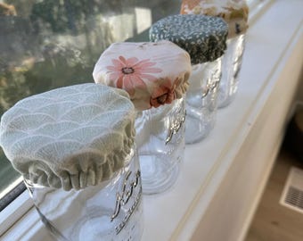 Vintage Fabric Sourdough Starter Jar Cover, Reusable Cotton Mason Jar Cap, Eco-Friendly