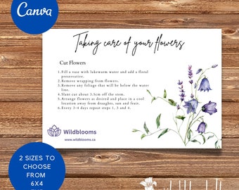 Flower Farm Card, Take Care Card Template, Printable  Card, Editable  Card, Farm Taking Care Card