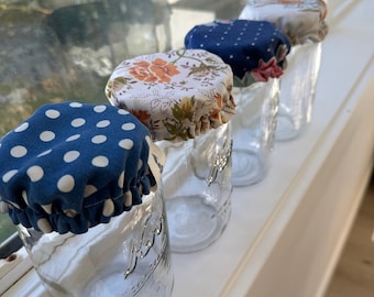 Vintage Fabric Sourdough Starter Jar Cover, Reusable Mason Jar Cap