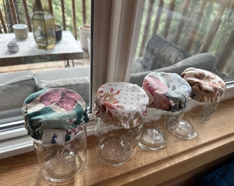 Vintage Fabric Sourdough Jar Cover, Reusable Cotton Mason Jar Cap, Handmade