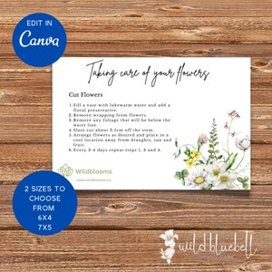 Flower Farm Card, Take Care Card Template, Flower Instructions, Printable  Card, Editable  Card, Farm Taking Care Card by WILD BLUEBELL