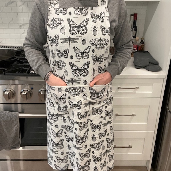 Sourdough Bakers Apron, Reversible Apron,  Vintage Fabric, Unique Design, Handmade in Canada