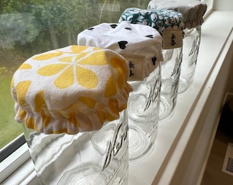 Vintage Fabric Sourdough Starter Jar Cover, Reusable Cotton Mason Jar Cap