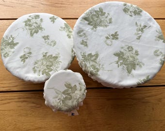 Passendes Sauerteig-Set, Schüssel, Banneton und Glasabdeckung, wiederverwendete Vintagestoffe, lebensmittelechte Einlage, handgefertigt in Kanada - #Sage Rose