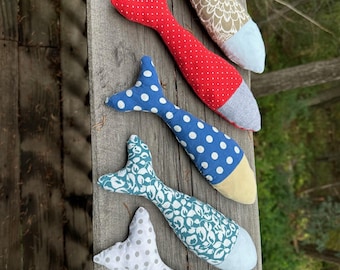 Eco-friendly Cat Toy, Handmade in Canada, Catnip, Sustainable Repurposed Fabrics, Small Batch, Fish Toy