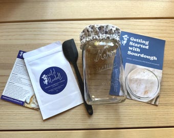 Eco-Friendly Artisan Sourdough Starter Kit – Vintage Mason Jar, Starter Culture & 28 Page Guide - Perfect for Beginners #Posie