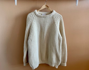 Vintage Kintyre Fishermans Sweater | Oversized Sweater, Chunky Wool Knit