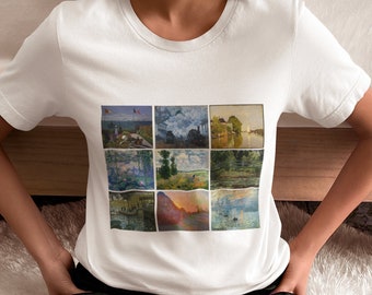 Camiseta de pintura de Claude Monet. Camisa de regalo para amantes del arte impresionista. Regalo estético. Unisexo.