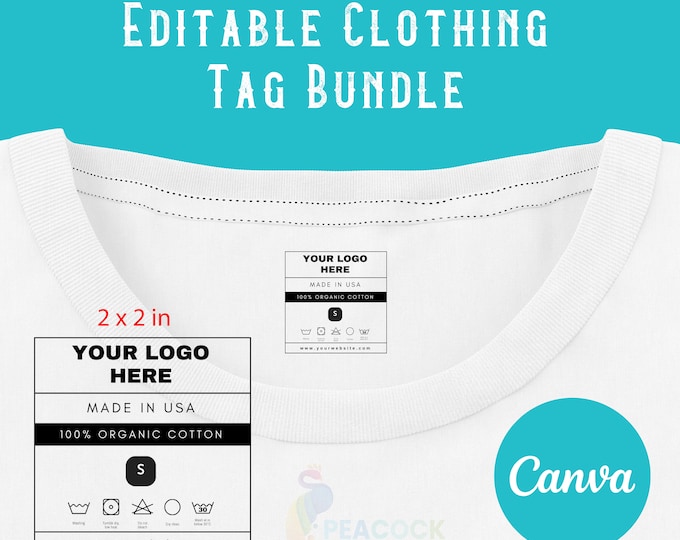 Clothing Neck Label Template, Custom DIY, Canva, Editable Template ...