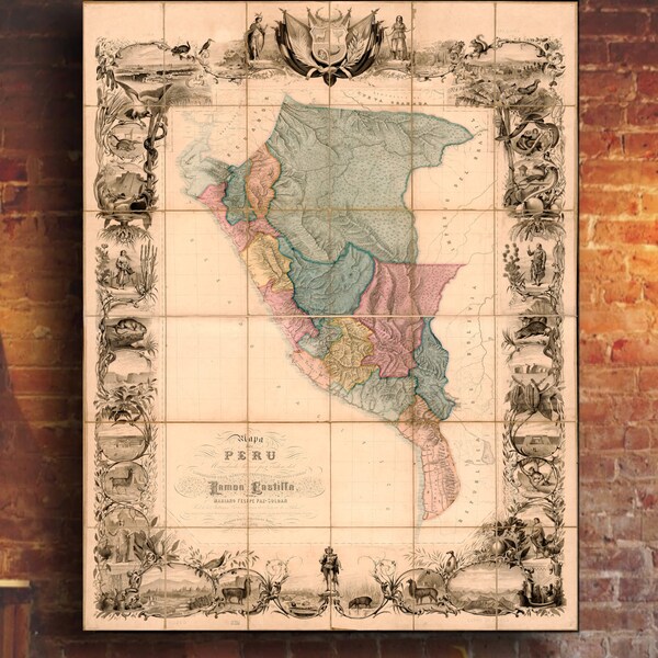 Digital, 1862, Map of  PERU. ,Vintage Map of PERU