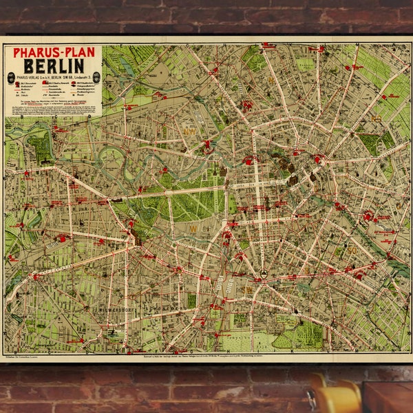 Digital, 1906, Vintage ,Map of Berlin, Germany