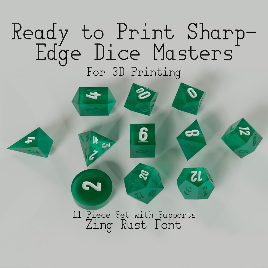 Ready to Print Sharp Edge Dice Masters for 3D Printing Standard Size ...
