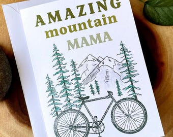 Mountain Mama Aquarell Karte: Mountainbike Muttertag