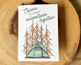 Hand Painted Camping Tent Card - Adventure Wedding Card