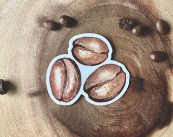 Aquarell Kaffeebohnen Aufkleber - Wasserfester Vinyl Aufkleber