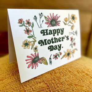 Wildflower Mothers Day Card / Floral Card for Mom / Boho Hippy Mothers Day Card / Flower Border Happy Mothers Day Card / Flower Card for Mom