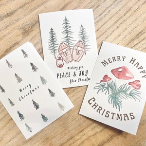 Lot de cartes de vœux / Carte de Noël aquarelle peinte à la main / Paquet de cartes de Noël / Cartes de vœux faites à la main / Cartes de Noël Cottagecore