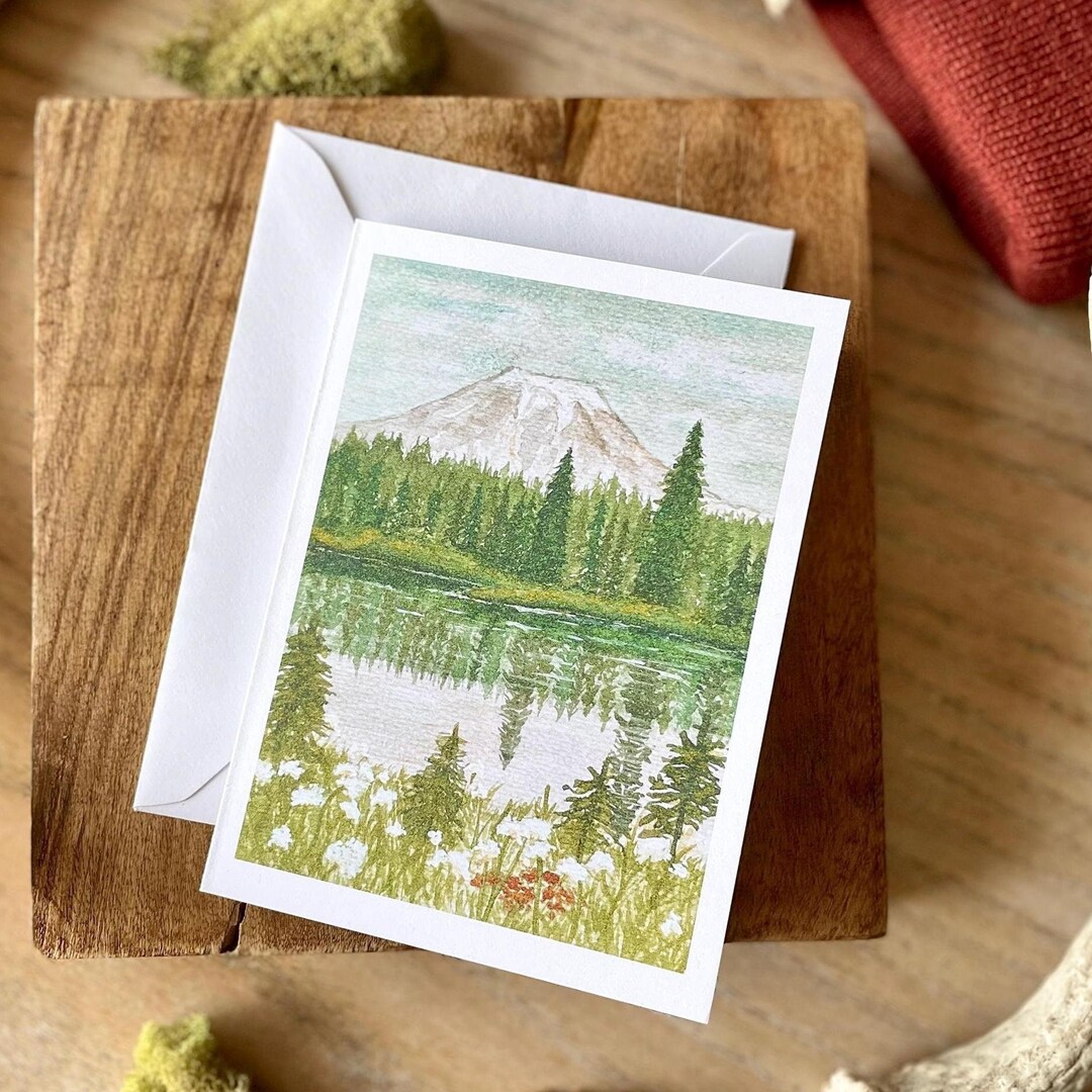 Watercolor Landscape Blank Greeting Card / Mountain Card for Nature ...