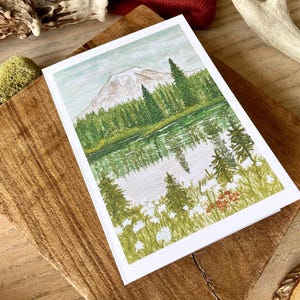 Watercolor Landscape Blank Greeting Card / Mountain Card for Nature ...