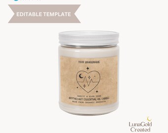 Printable Candle Label Canva Editable Template Apothecary Candle Label Celestial Label Candle ...