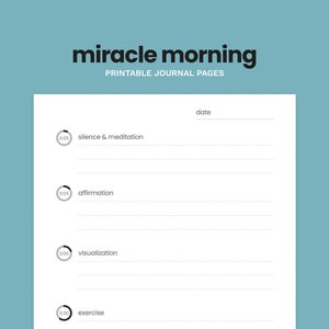 Miracle Morning Journal - Weekly Miracle Morning Tracker, The Miracle Morning Routine Printable, Miracle Morning Life, Morning Routine Chart