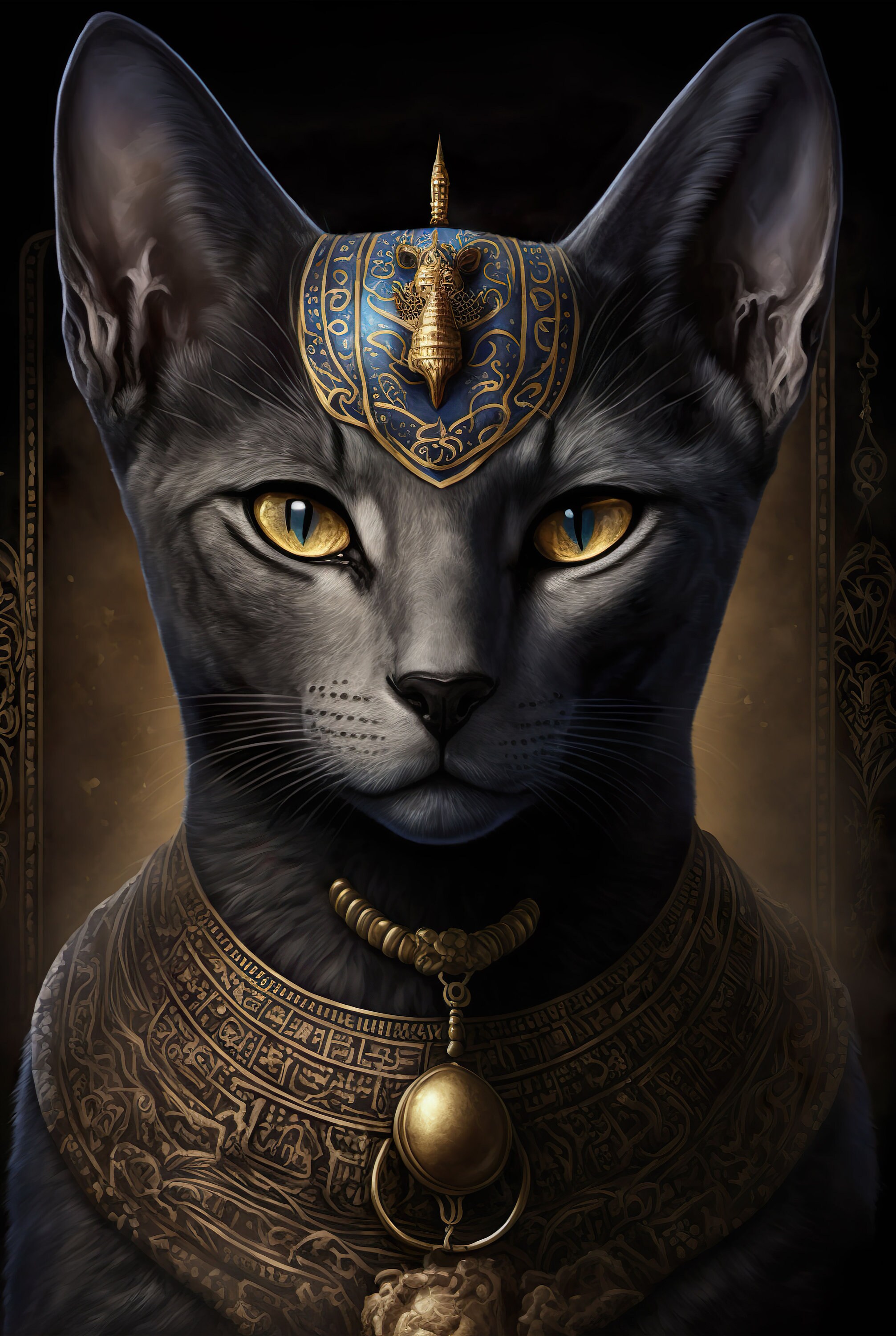 Digital Art Egyptian Cat Portrait Perfect Gift Instant Etsy