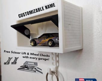 Customizable Diecast Car Garage Key Hanger || Automotive Wall Decor Key Organizer with Opening Door