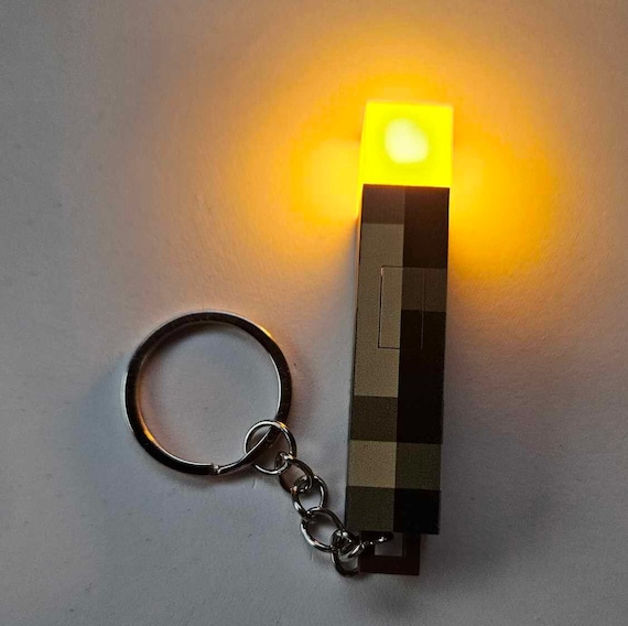 Portachiavi Minecraft A Torcia Con Luce LED – Villager, Ricaricabile, 2,5 Pollici