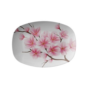 Modern CHERRY BLOSSOM Tree Serving Platter, Made in USA, Eco Friendly, Non-Toxic Serveware, Camping, Hosting, Outdoor Dining, Party Tray