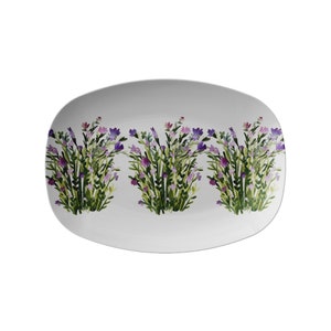 Modern Floral Botanical Wildflowers Serving Platter, Made in USA, Eco Friendly, Non-Toxic Serveware, Camping, Hosting, Outdoors,