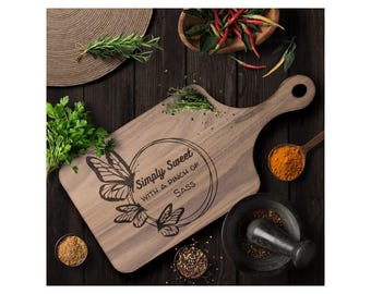 Simply Sweet Natural Maple or Walnut Wood Paddle Cutting Board for mom's birthday