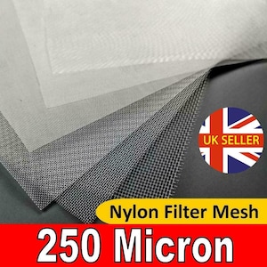 250 Micron Nylon Mesh - Filter, Wine, Beer, Cider, Soap, Straining, Baking, Fish, Birds, Bugs, Crafts, Press Screen, Hydrophonic, Extraction
