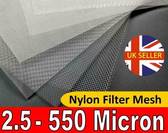 Nylon Micron Mesh 5 10 18 25 50 75 90 125 150 180 250 380 550 Square Size, Filter, Sieve, Aquarium, Homebrew, Kitchen, DIY