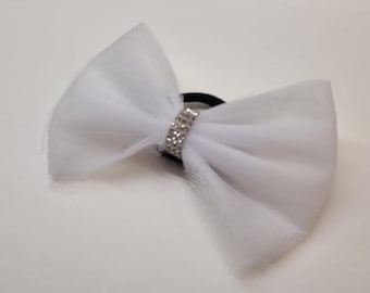 Ice White Hair Bow - Gymnastics, Competition, Dance, Acro, Party, Baby, Cheerleading, Show, Fancy Dress, Cosplay, Everyday, Accessory
