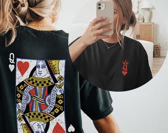 Retro Queen Of Hearts Card Shirt, Vintage Valentines Day T-Shirt, Gift T Shirt For Women, Nurse Love Tshirt Gift, Teacher Valentines Tee