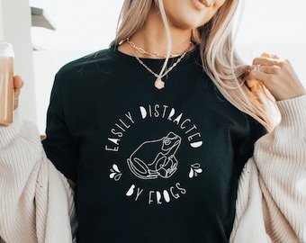 Easily Distracted By Frogs, Animal Shirt, Frogs Mom Tee, Animal Lover Gift, Funny Frog T-Shirt, Frog Lover Gift T Shirt, Minimalist Tee