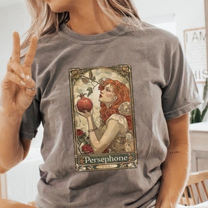 Tarot Card Of Persephone And Pomegranate Shirt, Greek Mythology Goddess Gift Tee For Her, Vintage Comfort Colors® Present T-Shirt For Women