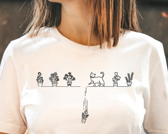 Cats And Plants Shirt, Plant Lady, Gardener T-Shirt, Shirts For Cat Lover, Plant Lover Gift Shirts, Cat Tee Gift, Cat Lover Mom T Shirt Gift