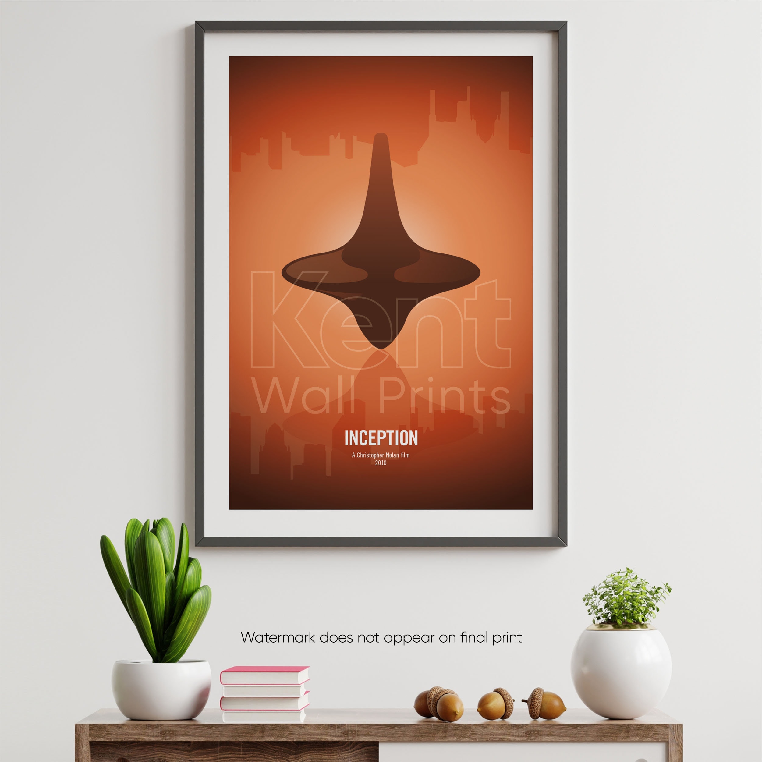 Inception Minimalist Illustrated Spinning Top Movie Poster Wall