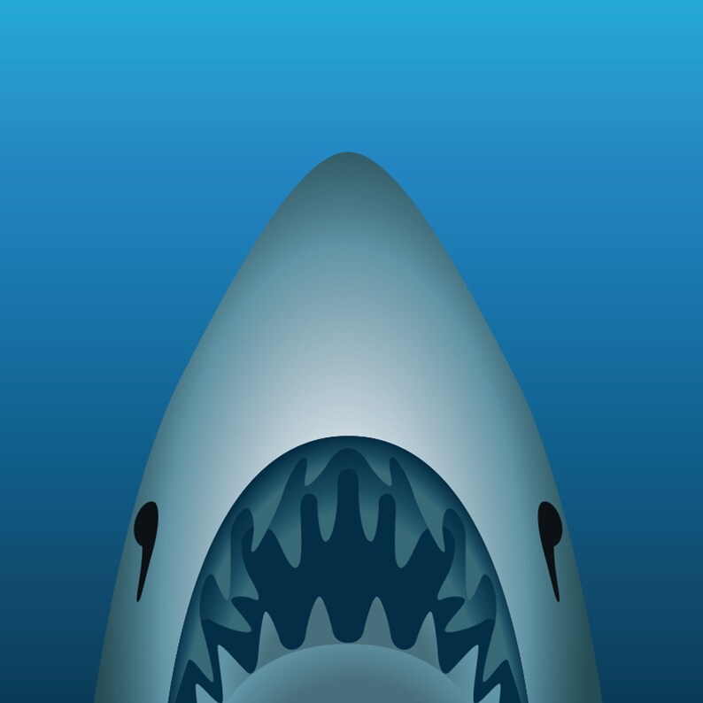 Jaws Minimalist Movie Poster, Classic Steven Spielberg Retro Designer ...