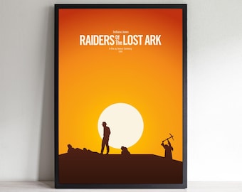 Indiana Jones Raiders of the Lost Ark-poster – minimalistische retrofilmafdruk, kunst aan de muur avonturenfilm