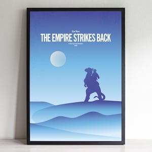 Empire Strikes Back Poster - Minimalist Swiss Design - Star Wars Wall Art - Sci-Fi Movie Print - Retro Illustrated Poster - Gift for Fans